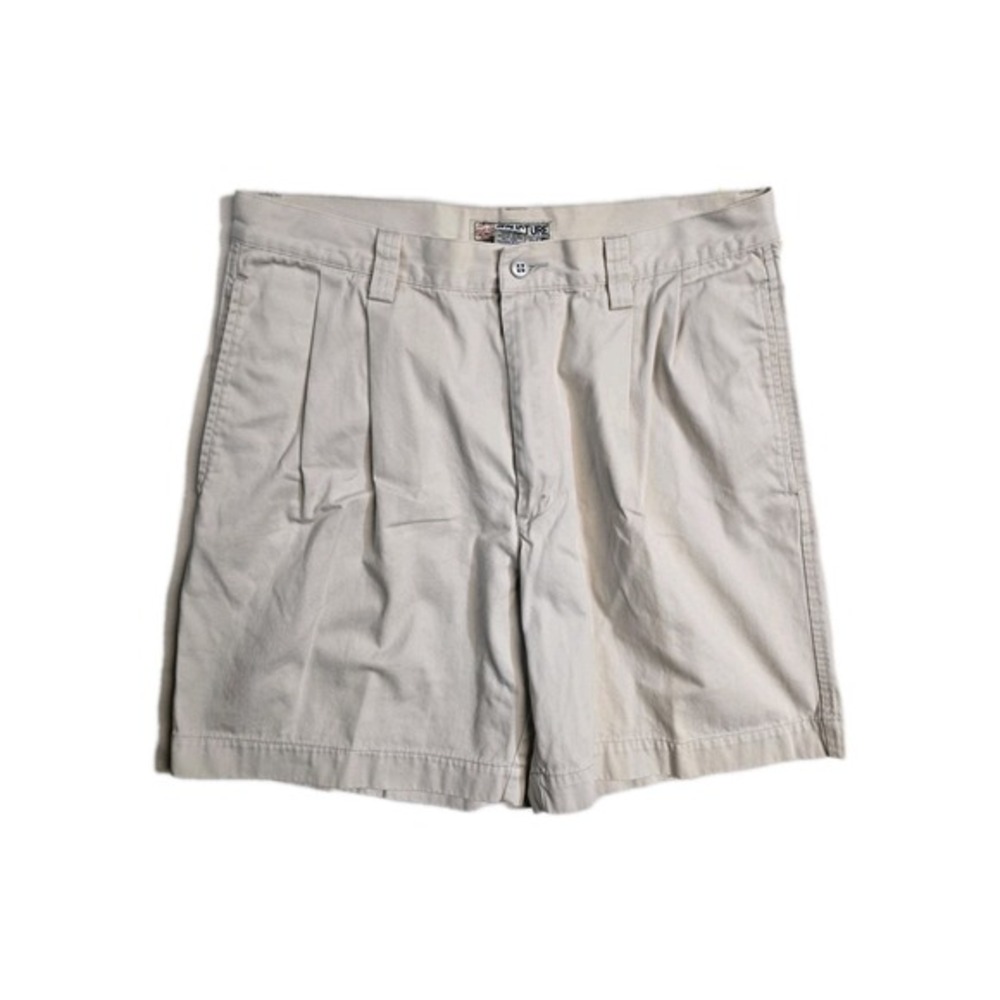 Vintage Structure Mens Khaki Pleated Chino Shorts 35 Beige 100%‎ Cotton 90s